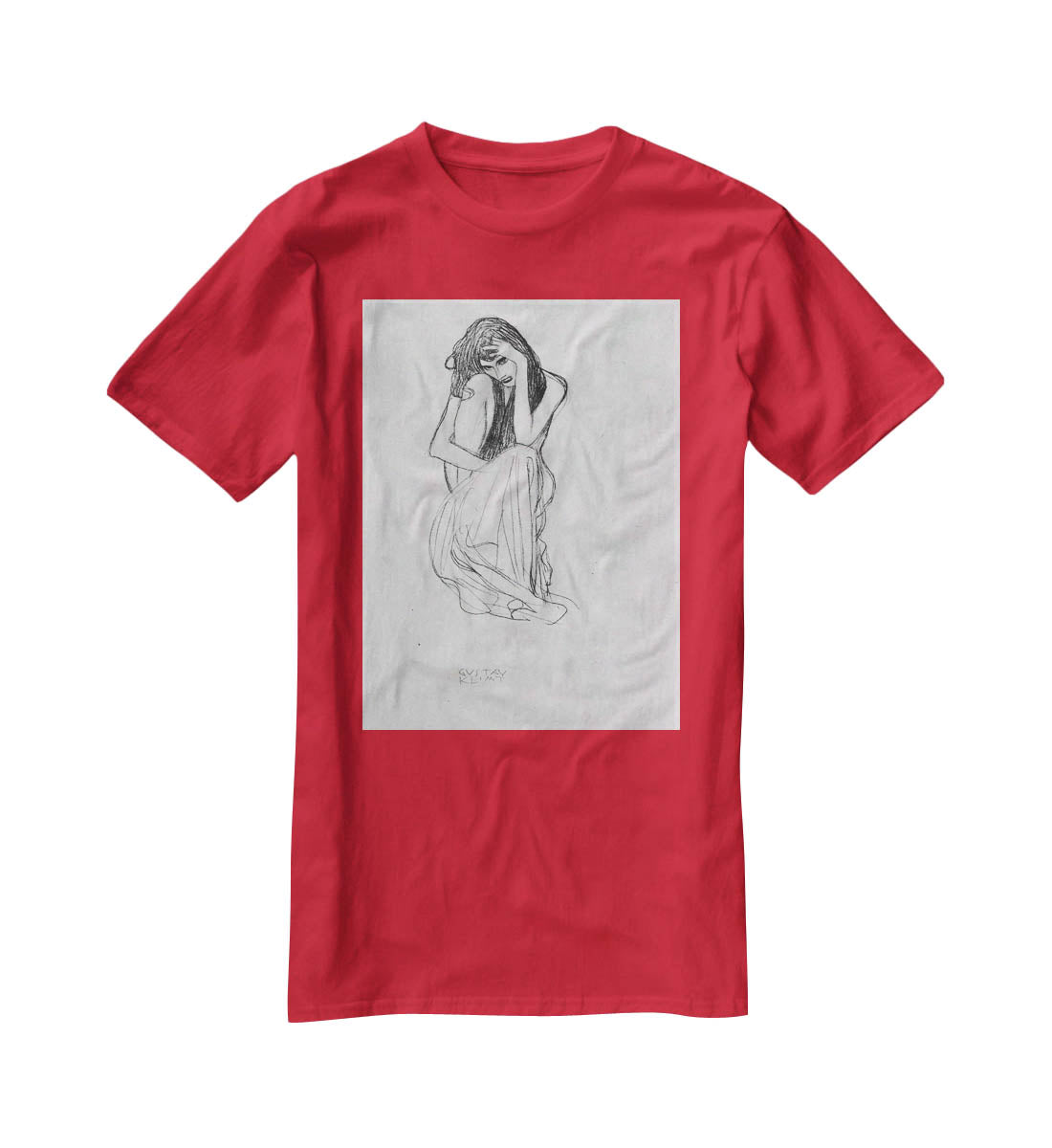 Crouching from the front by Klimt T-Shirt - Canvas Art Rocks - 4