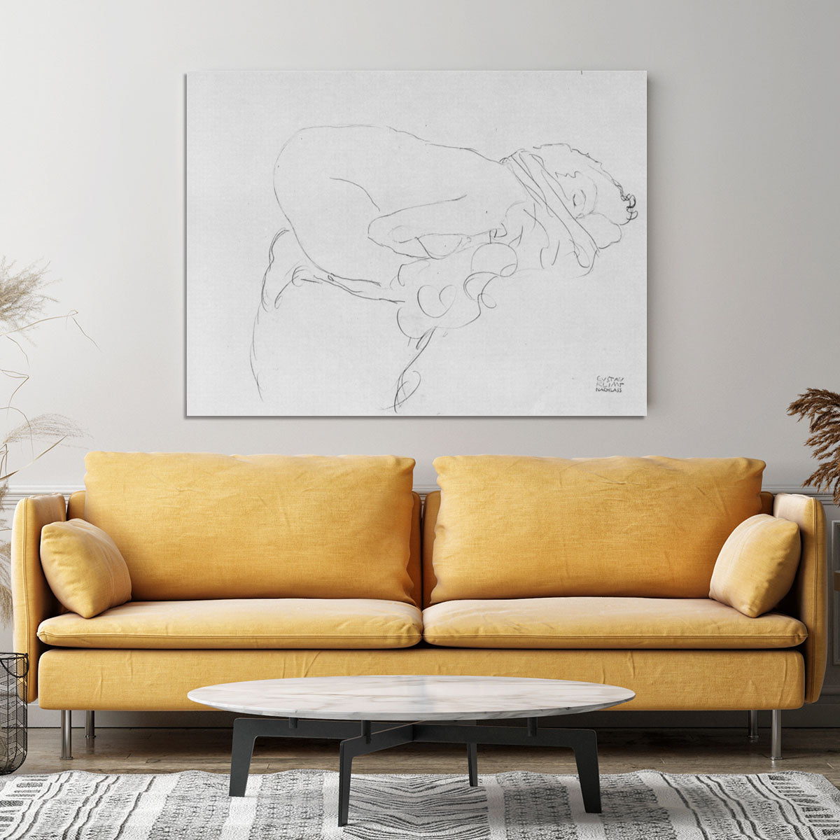 Crouching to right by Klimt Canvas Print or Poster - Canvas Art Rocks - 4