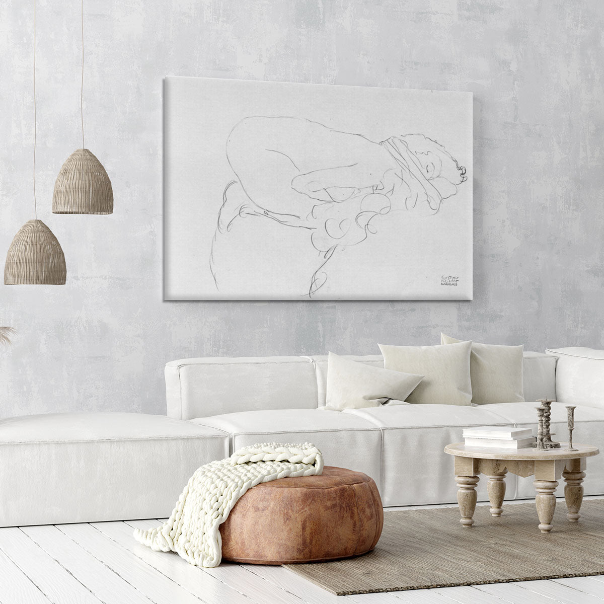Crouching to right by Klimt Canvas Print or Poster - Canvas Art Rocks - 6