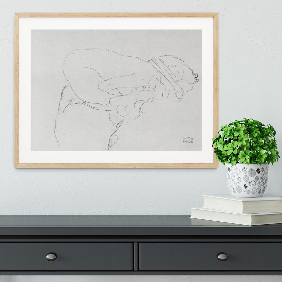 Crouching to right by Klimt Framed Print - Canvas Art Rocks - 3