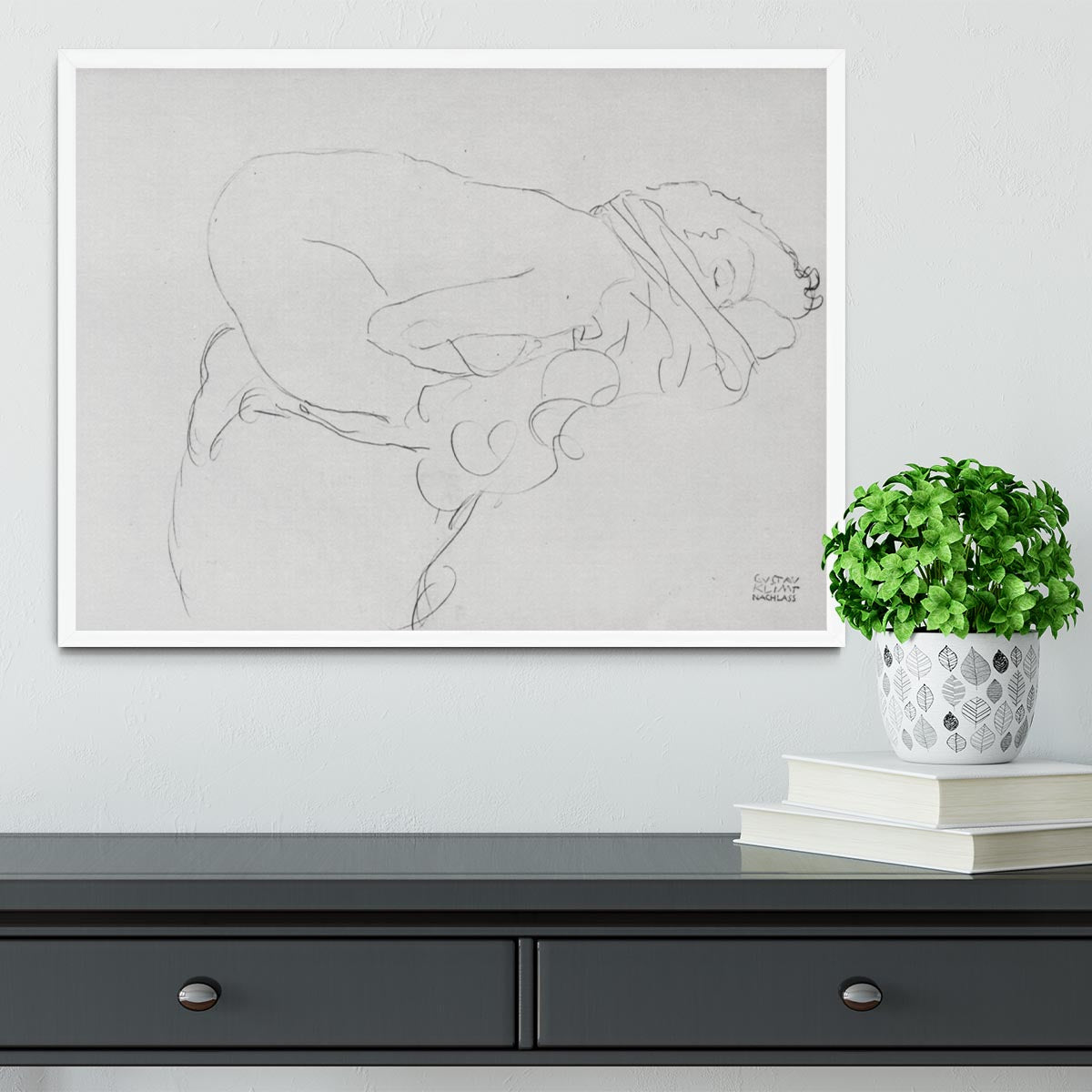 Crouching to right by Klimt Framed Print - Canvas Art Rocks -6