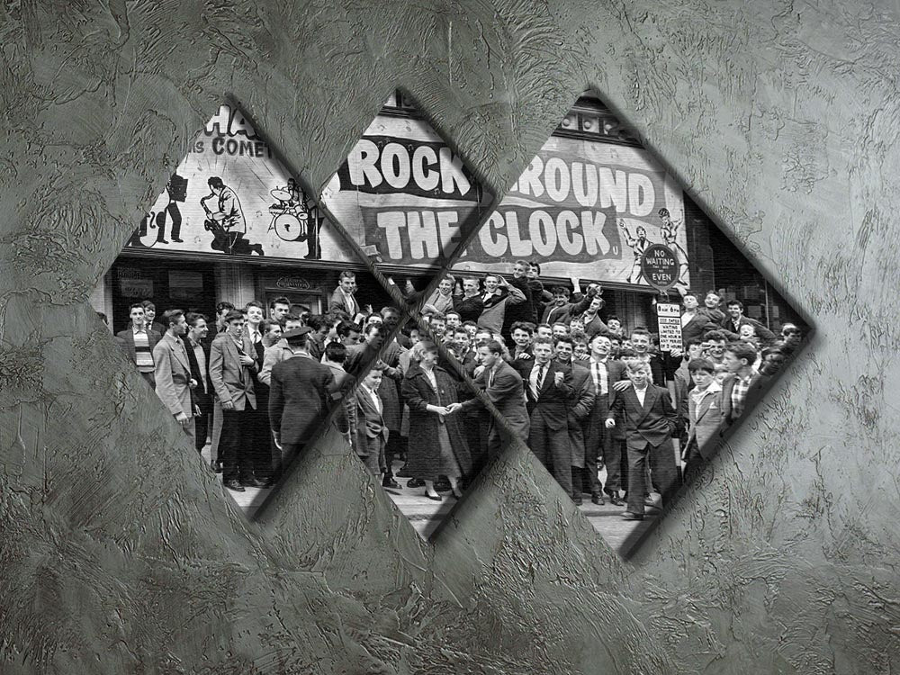 Crowd waiting to see Rock Around The Clock 4 Square Multi Panel Canvas - Canvas Art Rocks - 2