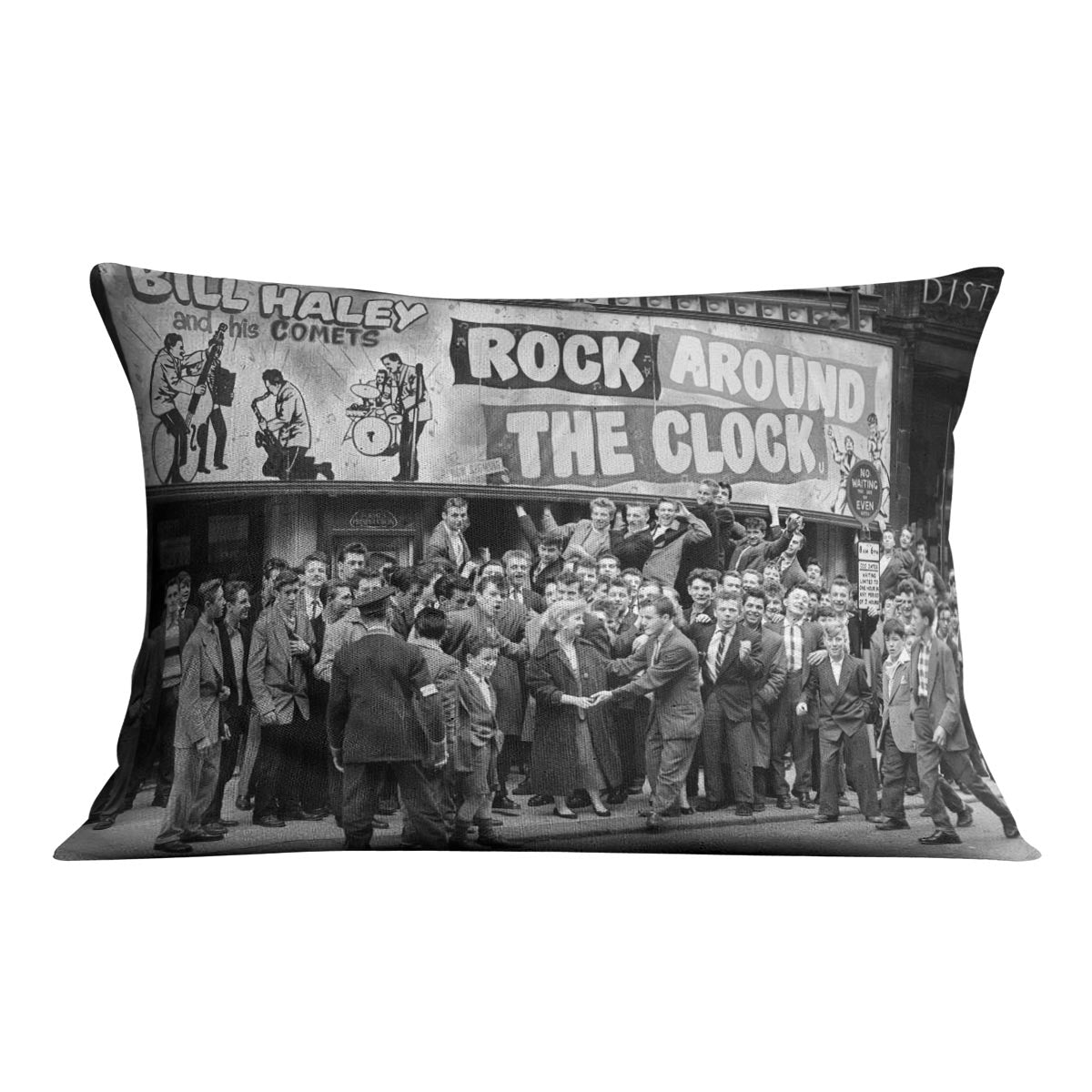 Crowd waiting to see Rock Around The Clock Cushion - Canvas Art Rocks - 4
