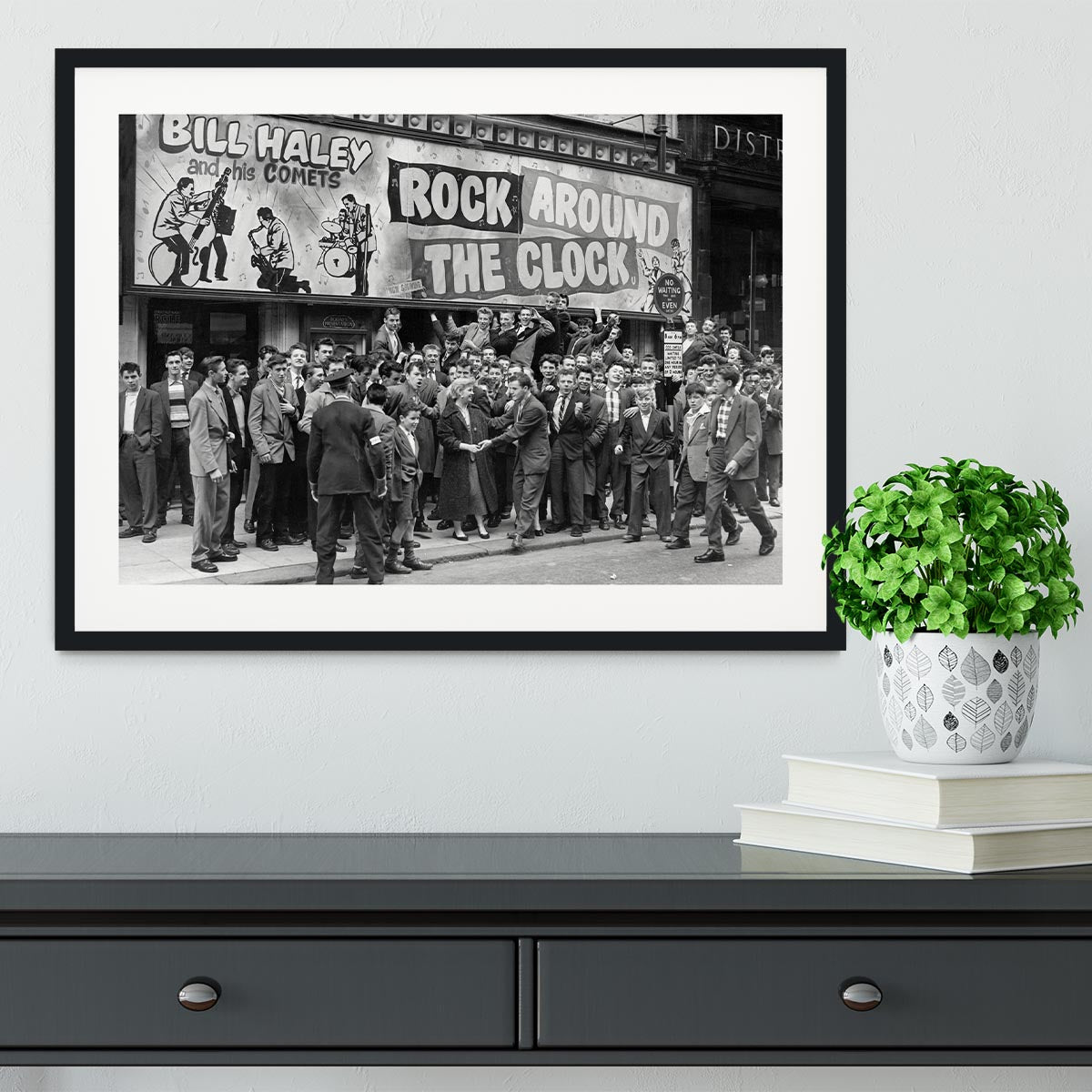Crowd waiting to see Rock Around The Clock Framed Print - Canvas Art Rocks - 1