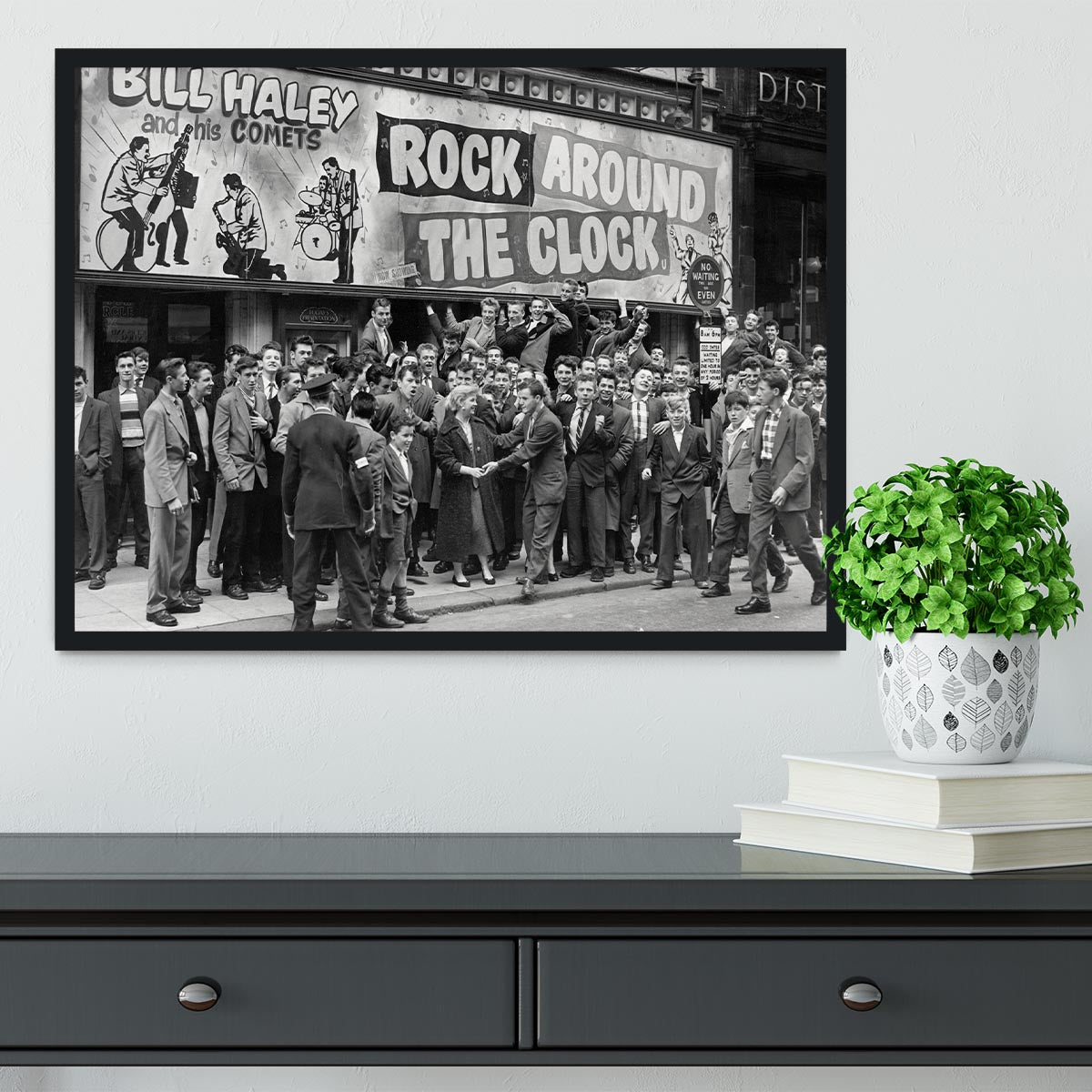 Crowd waiting to see Rock Around The Clock Framed Print - Canvas Art Rocks - 2