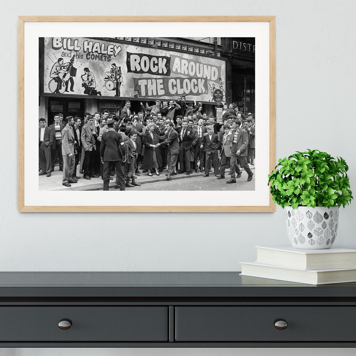 Crowd waiting to see Rock Around The Clock Framed Print - Canvas Art Rocks - 3