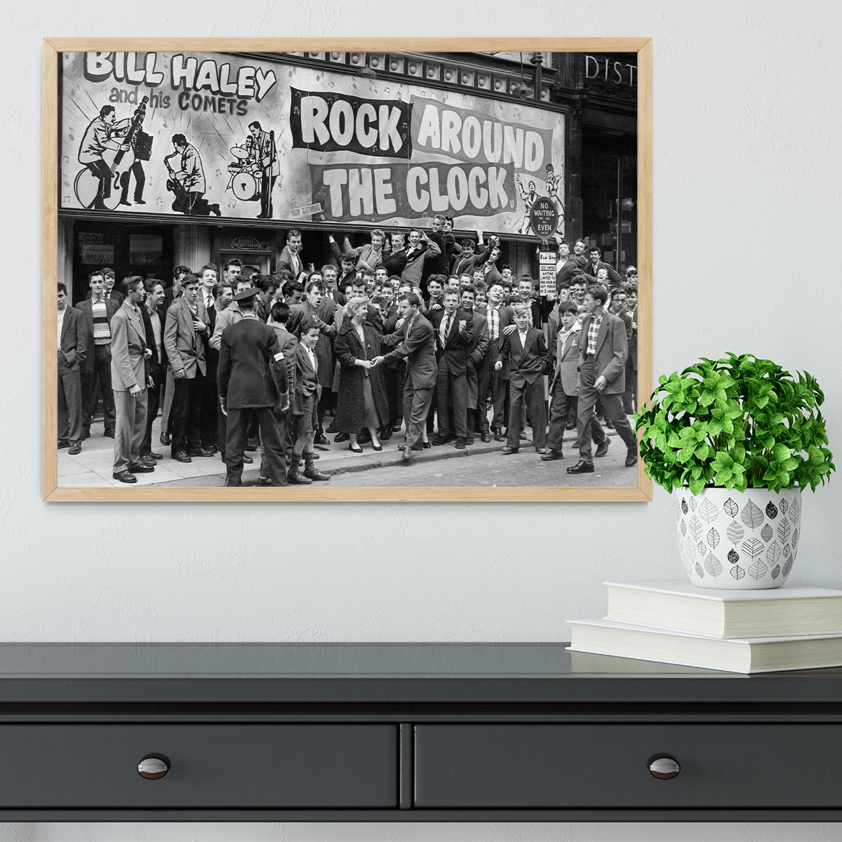 Crowd waiting to see Rock Around The Clock Framed Print - Canvas Art Rocks - 4