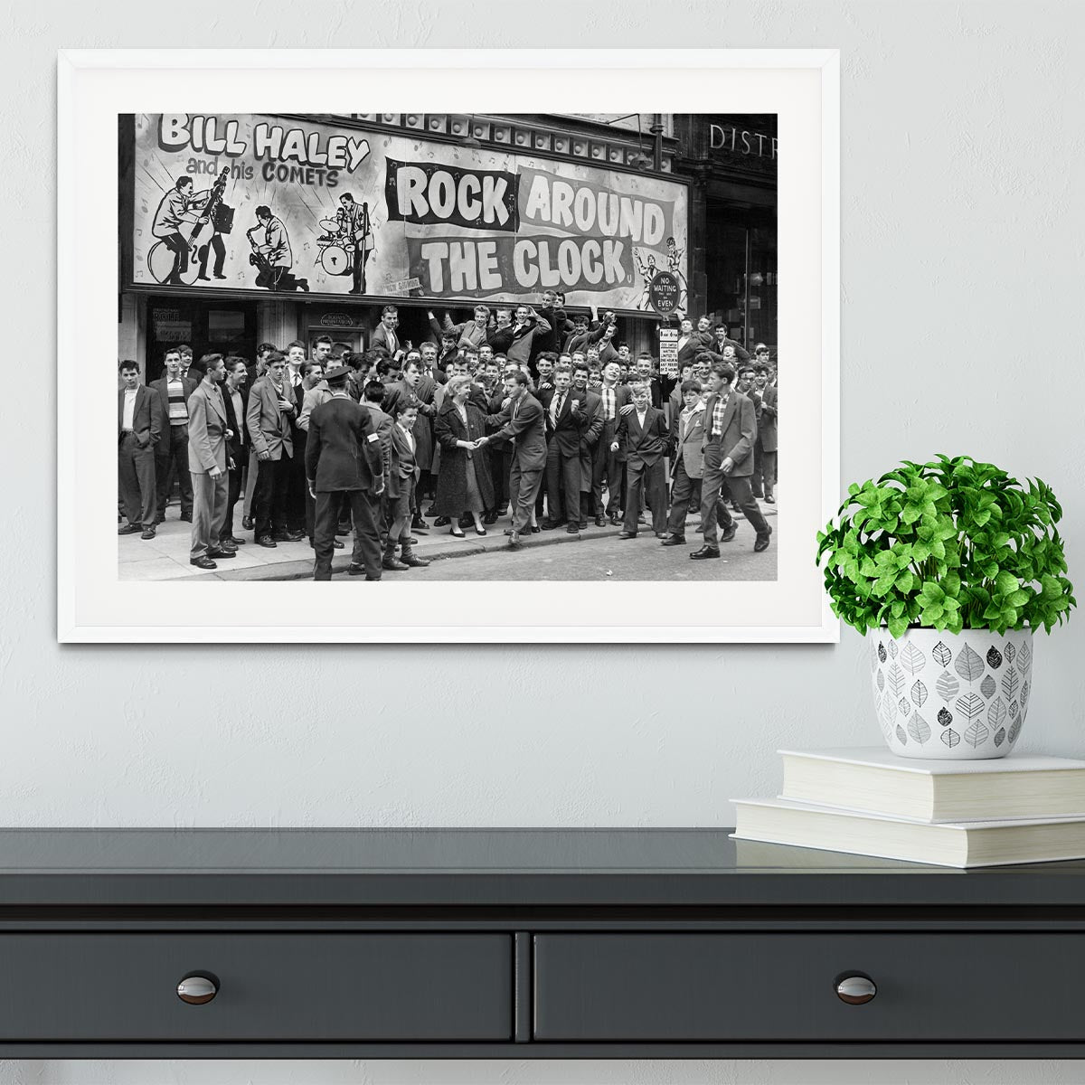 Crowd waiting to see Rock Around The Clock Framed Print - Canvas Art Rocks - 5