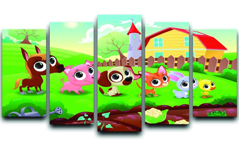 Cute Littest farm animals in the garden 5 Split Panel Canvas - Canvas Art Rocks - 1