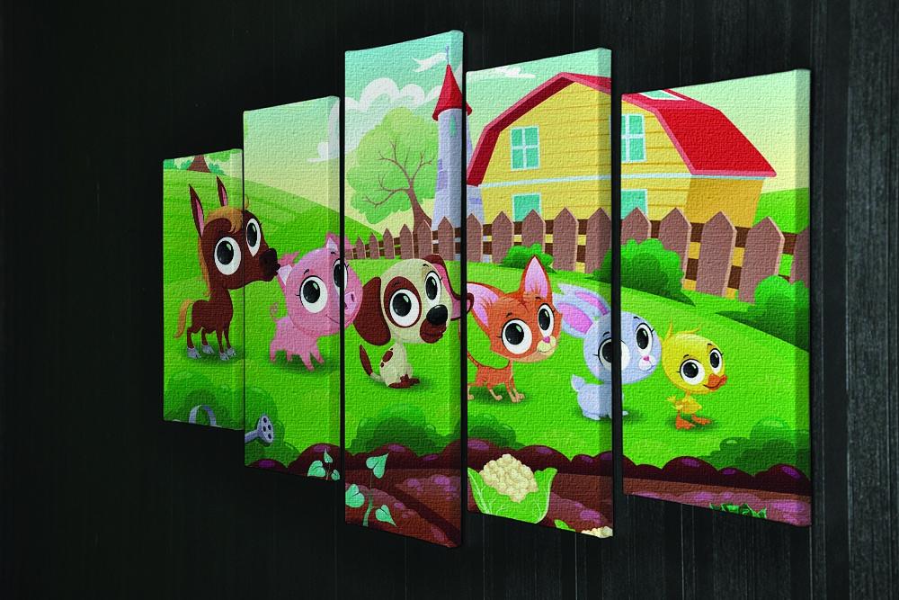 Cute Littest farm animals in the garden 5 Split Panel Canvas - Canvas Art Rocks - 2
