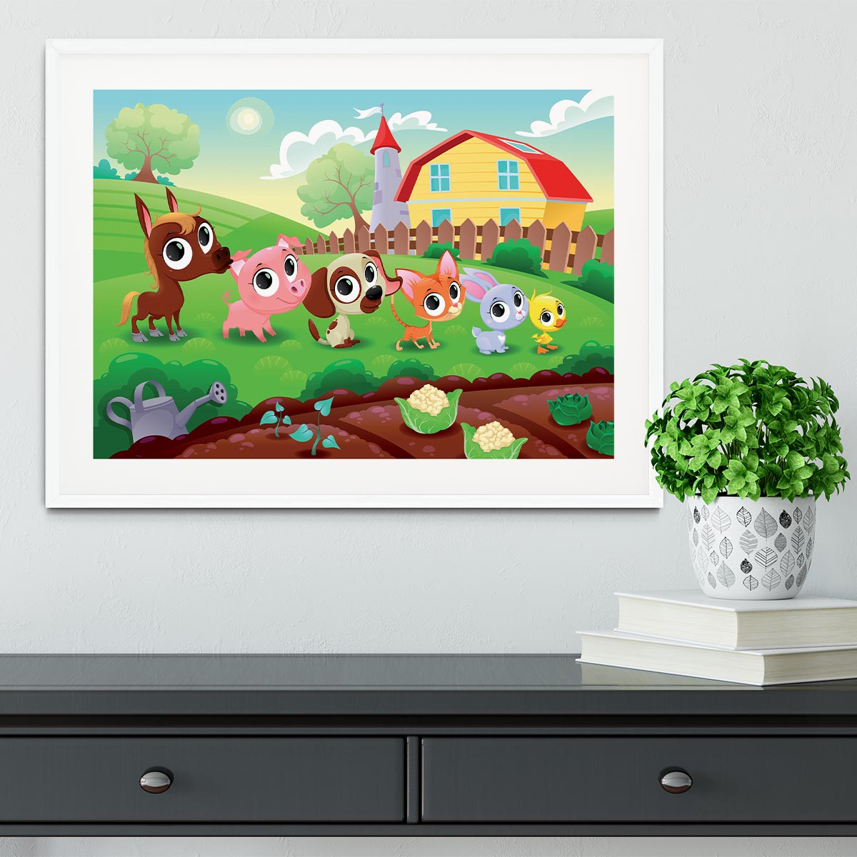 Cute Littest farm animals in the garden Framed Print - Canvas Art Rocks - 5
