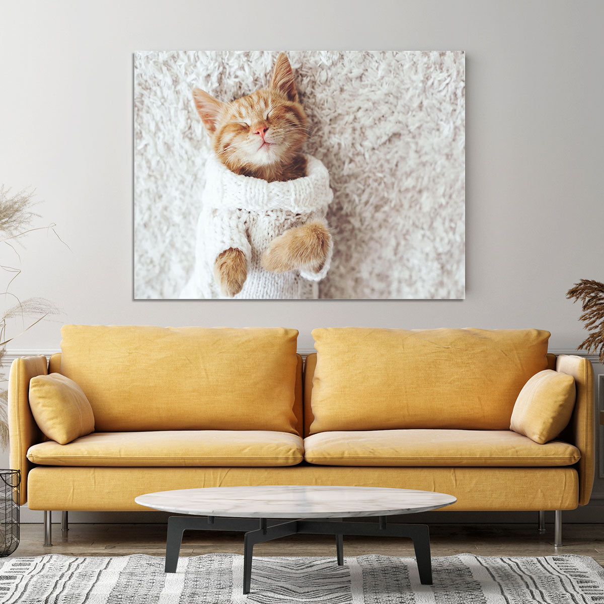 Cute little ginger kitten wearing warm knitted sweater Canvas Print or Poster - Canvas Art Rocks - 4