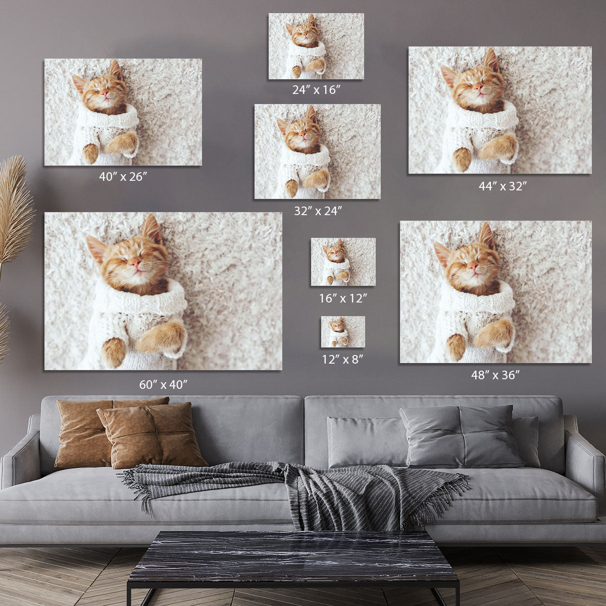 Cute little ginger kitten wearing warm knitted sweater Canvas Print or Poster - Canvas Art Rocks - 7