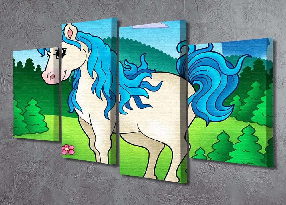 Cute unicorn in forest 4 Split Panel Canvas  - Canvas Art Rocks - 2