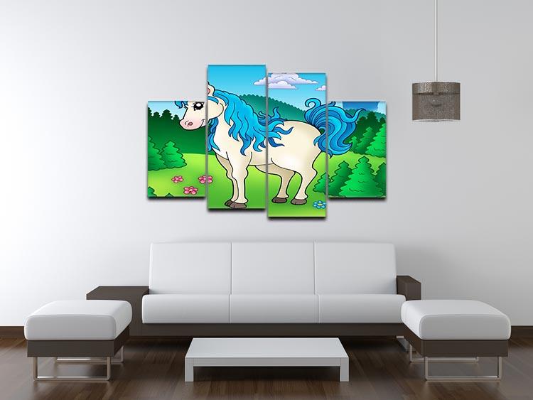 Cute unicorn in forest 4 Split Panel Canvas  - Canvas Art Rocks - 3
