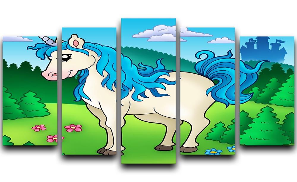 Cute unicorn in forest 5 Split Panel Canvas  - Canvas Art Rocks - 1