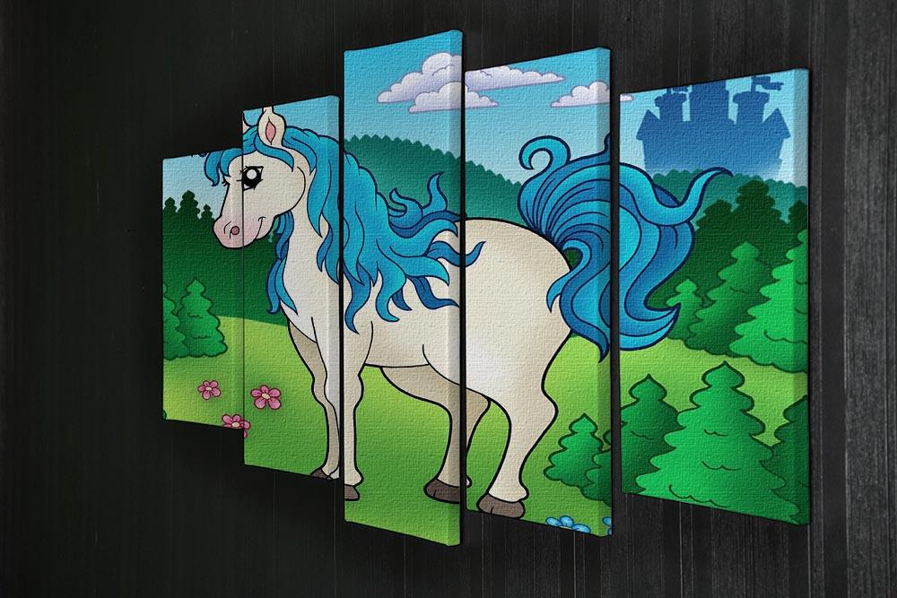 Cute unicorn in forest 5 Split Panel Canvas  - Canvas Art Rocks - 2