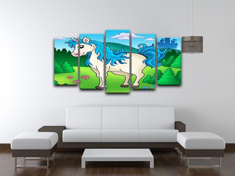 Cute unicorn in forest 5 Split Panel Canvas  - Canvas Art Rocks - 3