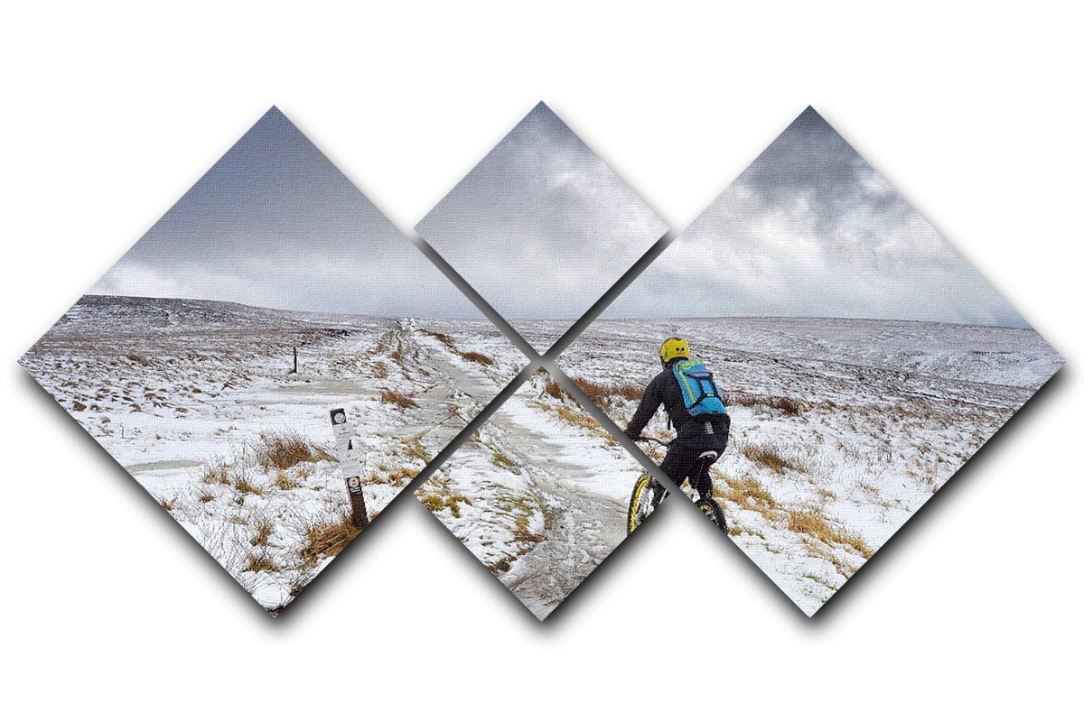 Cycling in the snow 4 Square Multi Panel Canvas - Canvas Art Rocks - 1