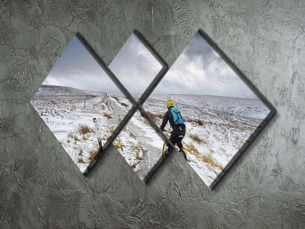 Cycling in the snow 4 Square Multi Panel Canvas - Canvas Art Rocks - 2