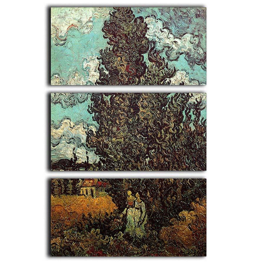 Cypresses and Two Women by Van Gogh 3 Split Panel Canvas Print - Canvas Art Rocks - 1