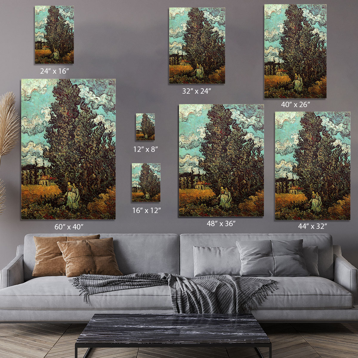 Cypresses and Two Women by Van Gogh Canvas Print or Poster - Canvas Art Rocks - 7
