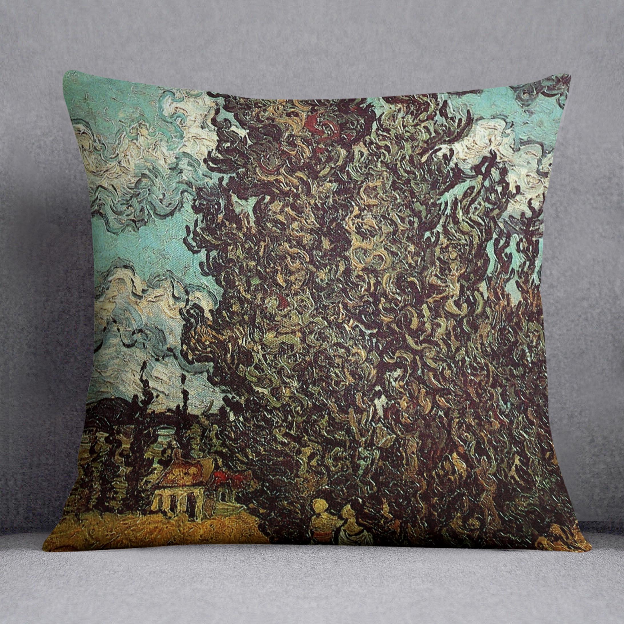 Cypresses and Two Women by Van Gogh Cushion