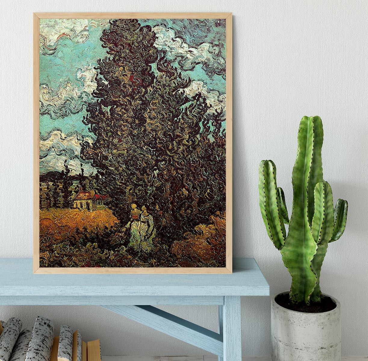 Cypresses and Two Women by Van Gogh Framed Print - Canvas Art Rocks - 4