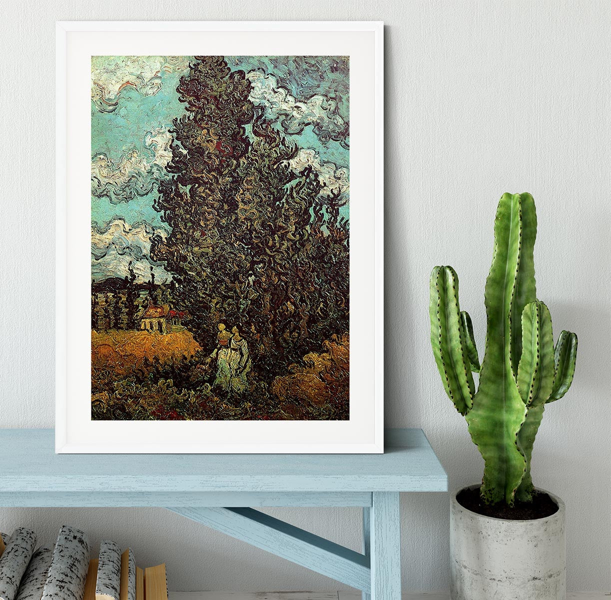 Cypresses and Two Women by Van Gogh Framed Print - Canvas Art Rocks - 5