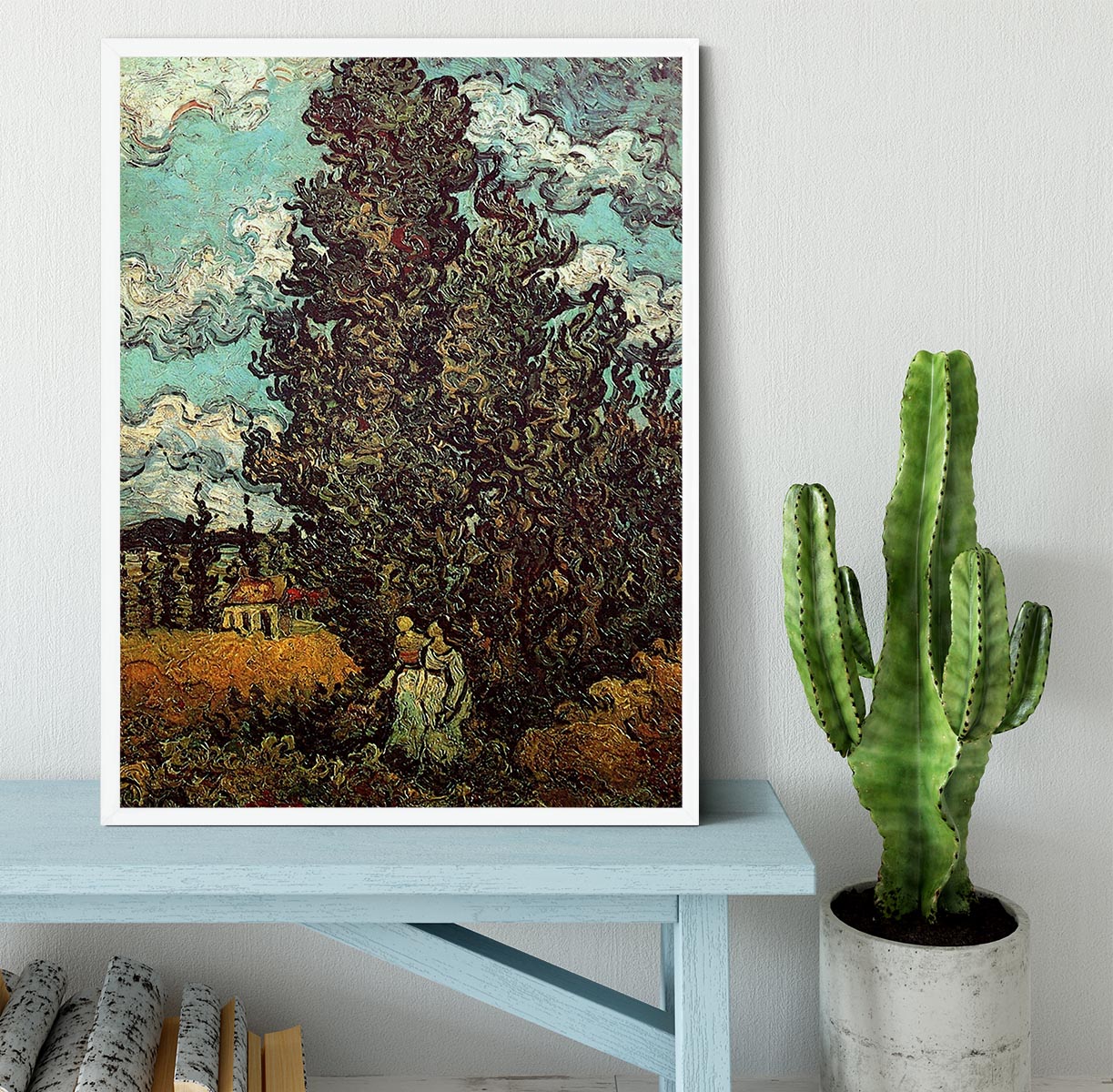 Cypresses and Two Women by Van Gogh Framed Print - Canvas Art Rocks -6