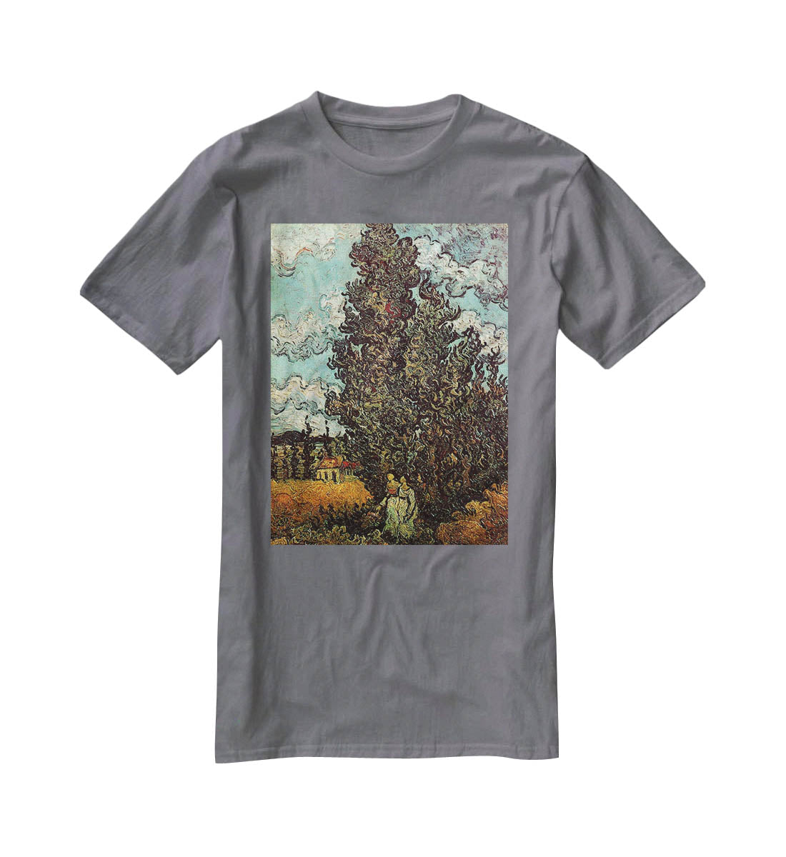 Cypresses and Two Women by Van Gogh T-Shirt - Canvas Art Rocks - 3