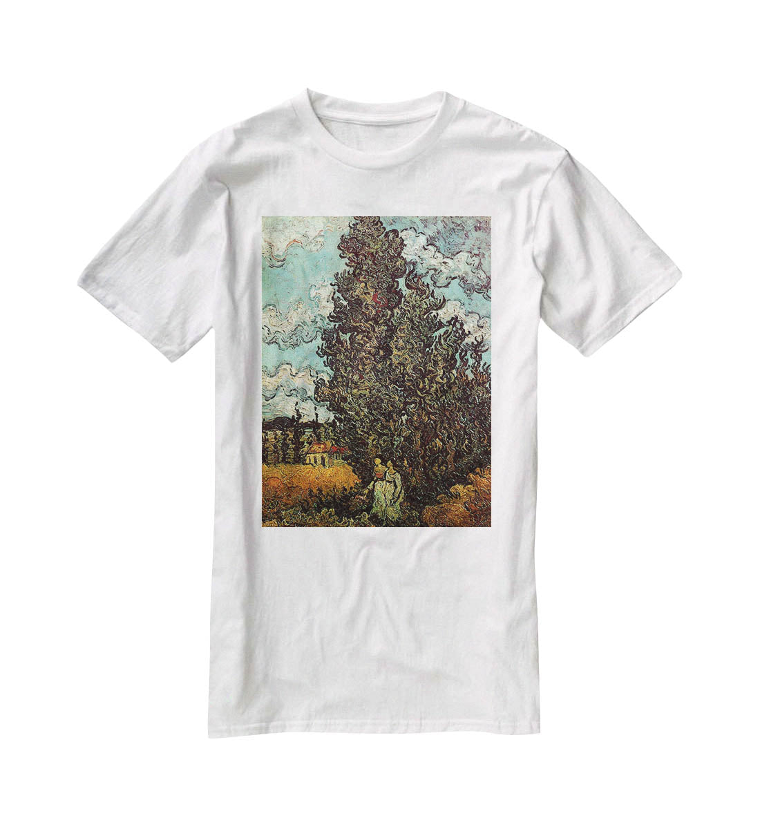 Cypresses and Two Women by Van Gogh T-Shirt - Canvas Art Rocks - 5