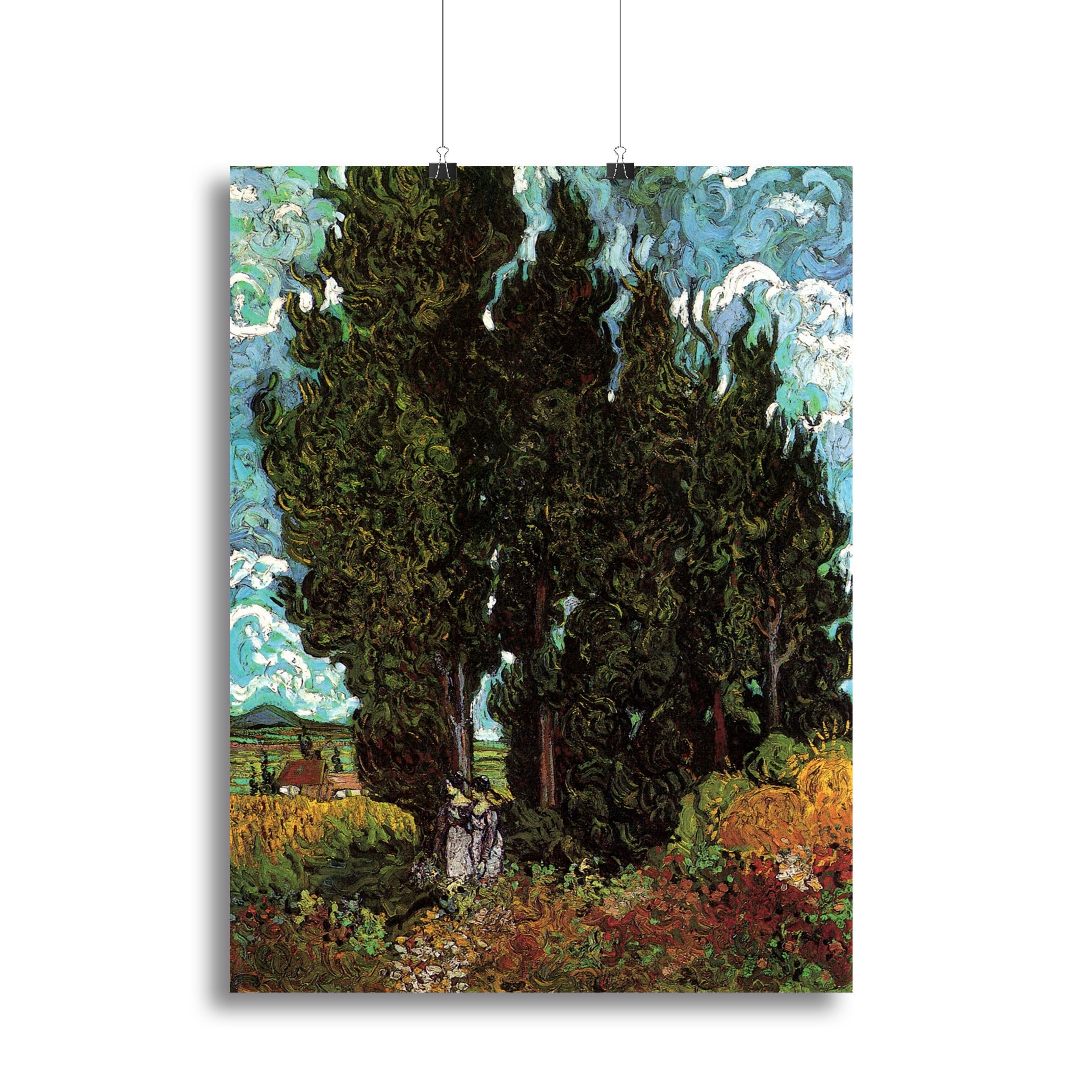 Cypresses with Two Female Figures by Van Gogh Canvas Print or Poster - Canvas Art Rocks - 2