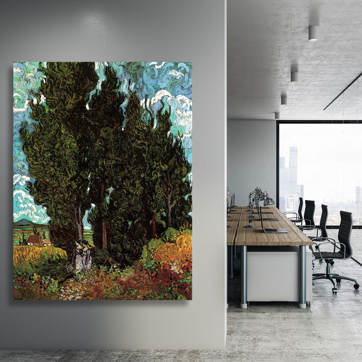 Cypresses with Two Female Figures by Van Gogh Canvas Print or Poster - Canvas Art Rocks - 3