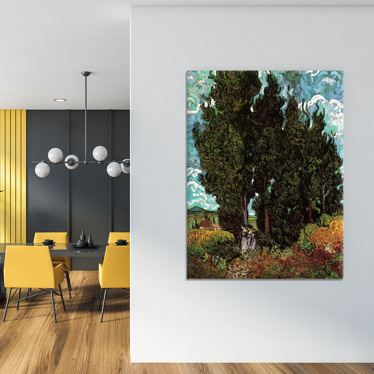 Cypresses with Two Female Figures by Van Gogh Canvas Print or Poster - Canvas Art Rocks - 4