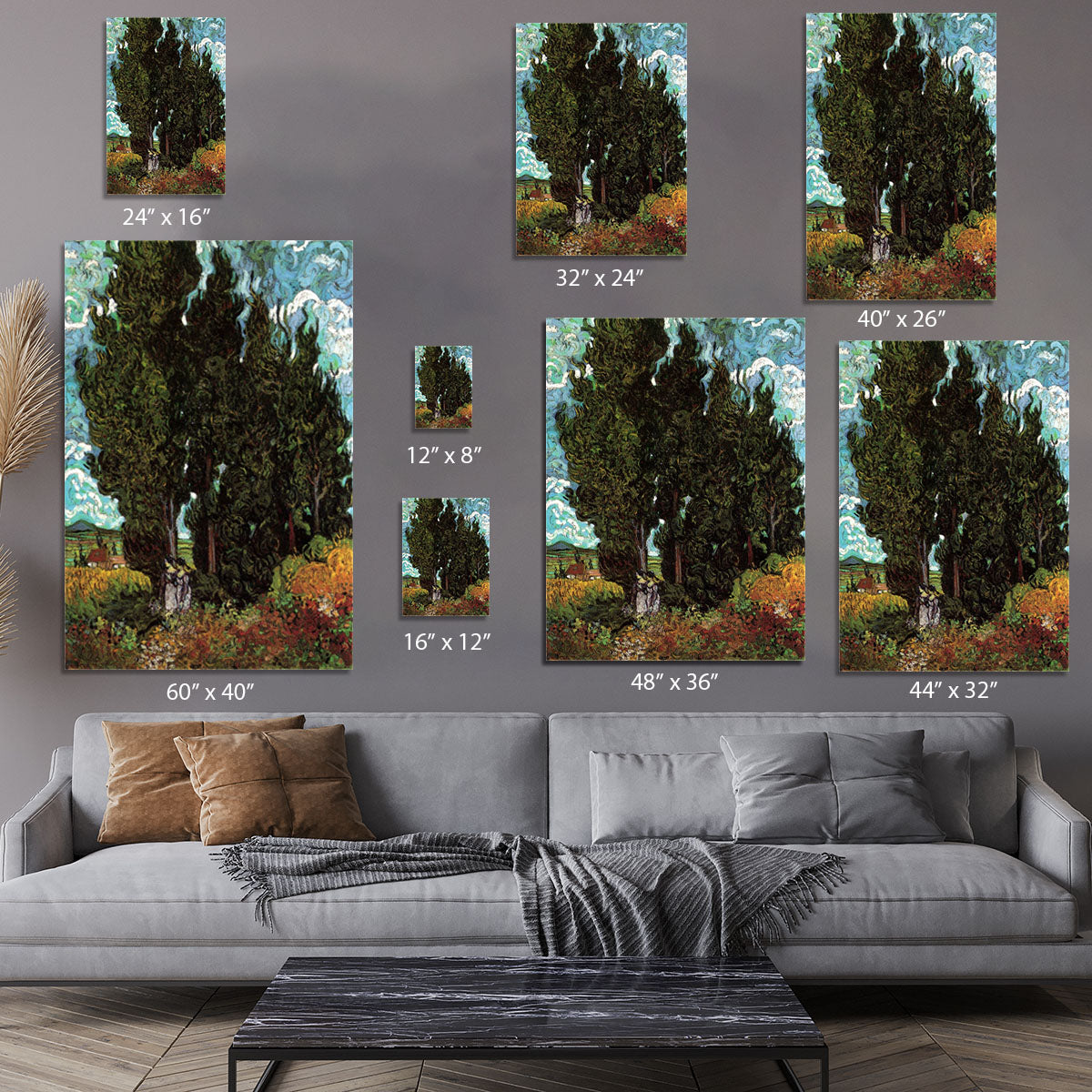 Cypresses with Two Female Figures by Van Gogh Canvas Print or Poster - Canvas Art Rocks - 7
