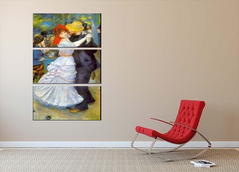 Dance at Bougival by Renoir 3 Split Panel Canvas Print - Canvas Art Rocks - 2