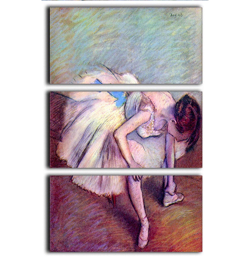 Dancer bent over by Degas 3 Split Panel Canvas Print - Canvas Art Rocks - 1