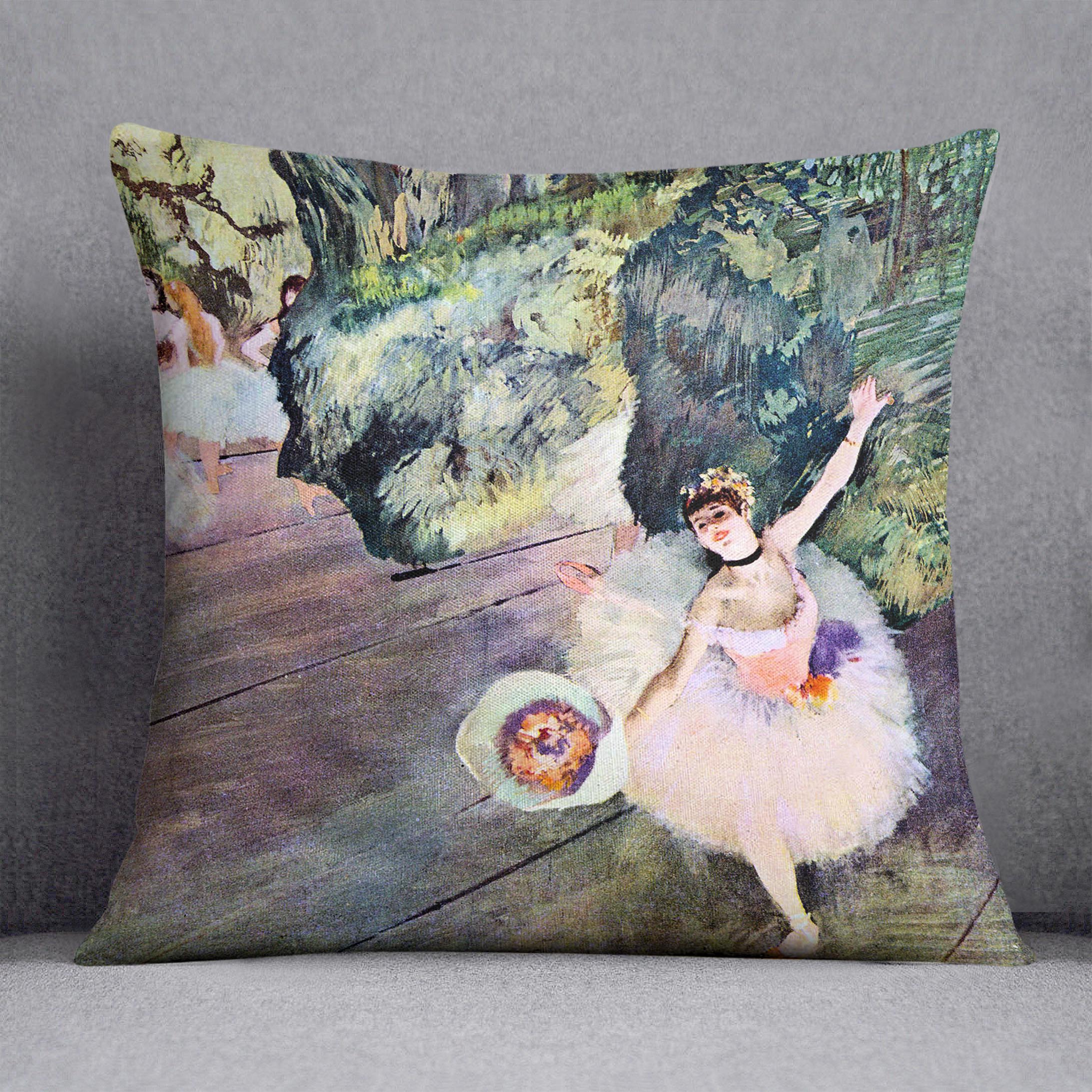 Dancer with a bouquet of flowers The Star of the ballet by Degas Cushion