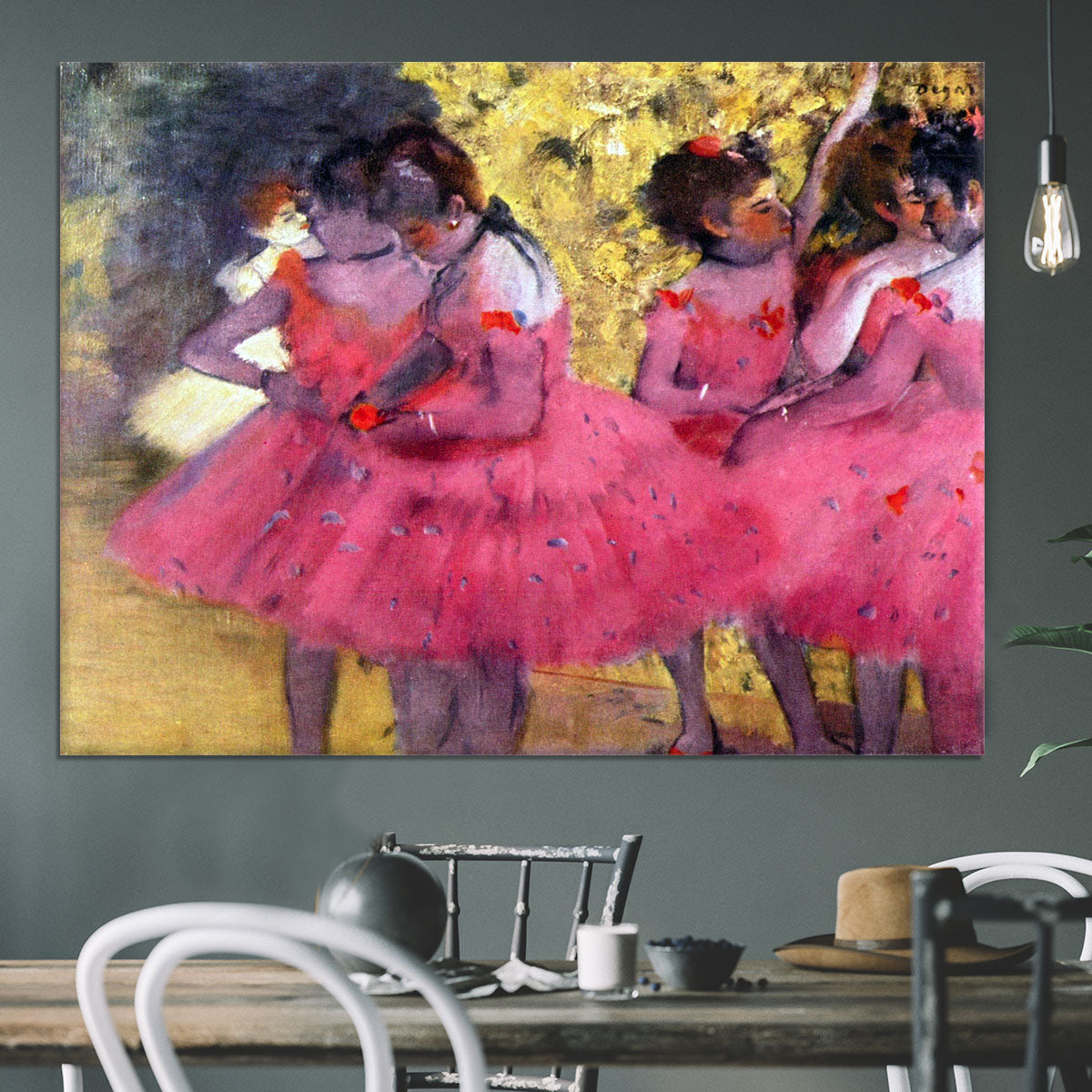 Dancers in pink between the scenes by Degas Canvas Print or Poster - Canvas Art Rocks - 3