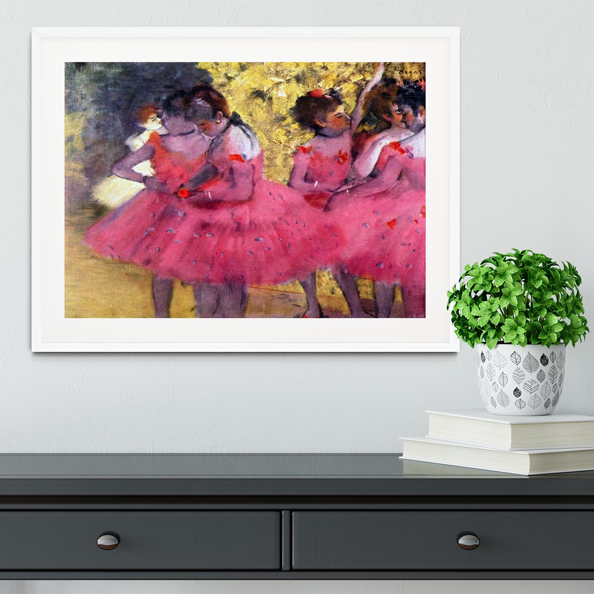 Dancers in pink between the scenes by Degas Framed Print - Canvas Art Rocks - 5
