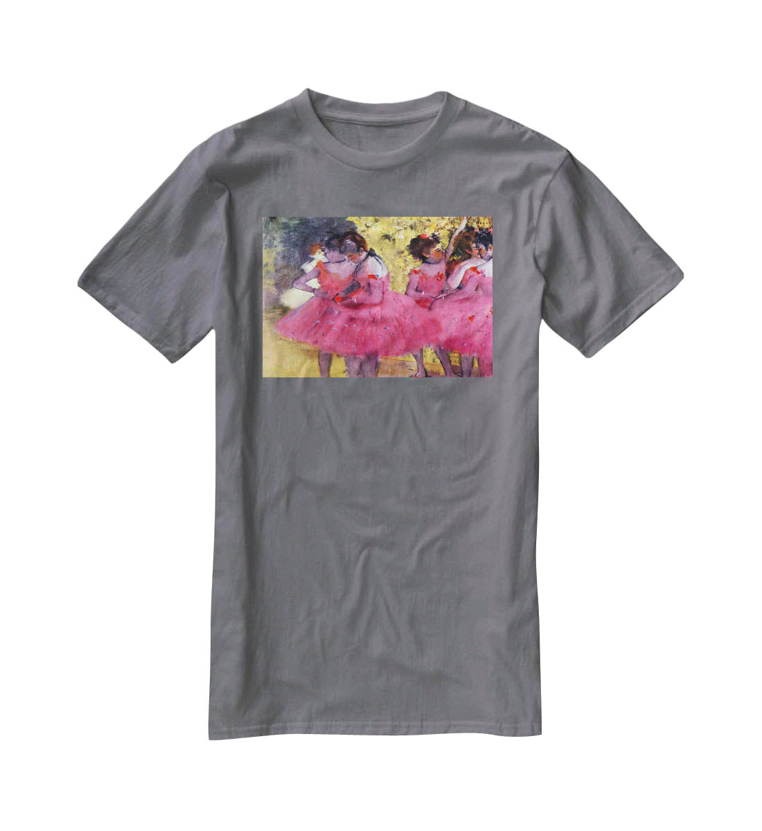 Dancers in pink between the scenes by Degas T-Shirt - Canvas Art Rocks - 3