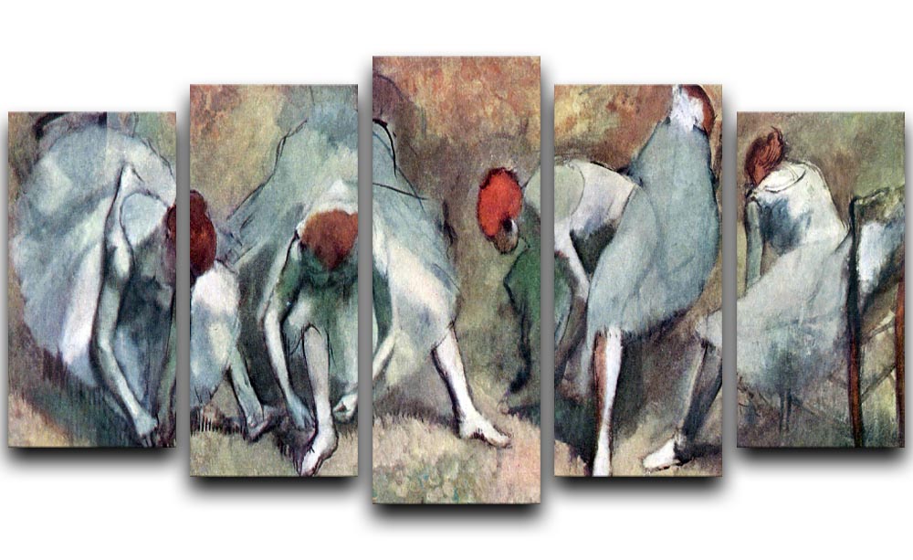 Dancers lace their shoes by Degas 5 Split Panel Canvas - Canvas Art Rocks - 1