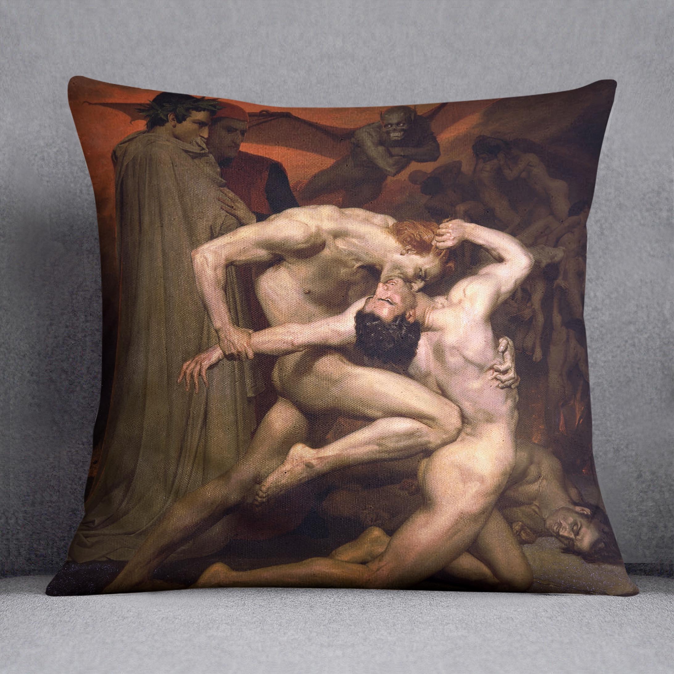 Dante And Virgil In Hell By Bouguereau Cushion