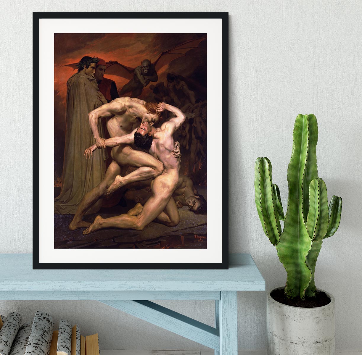 Dante And Virgil In Hell By Bouguereau Framed Print - Canvas Art Rocks - 1