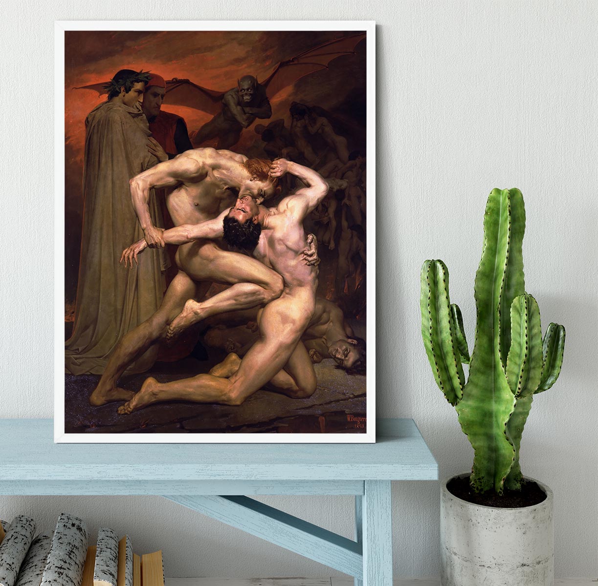 Dante And Virgil In Hell By Bouguereau Framed Print - Canvas Art Rocks -6