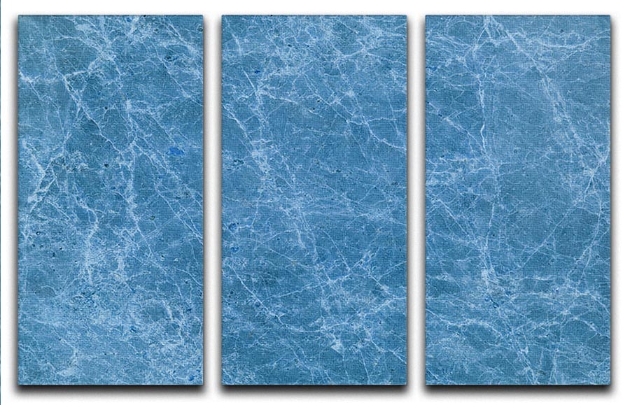 Dark Blue Marble 3 Split Panel Canvas Print - Canvas Art Rocks - 1