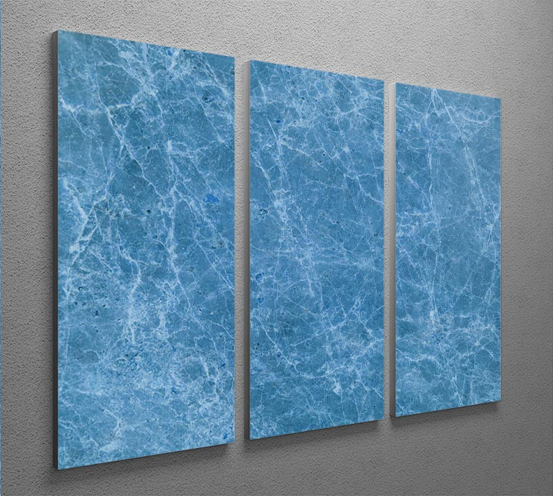 Dark Blue Marble 3 Split Panel Canvas Print - Canvas Art Rocks - 2