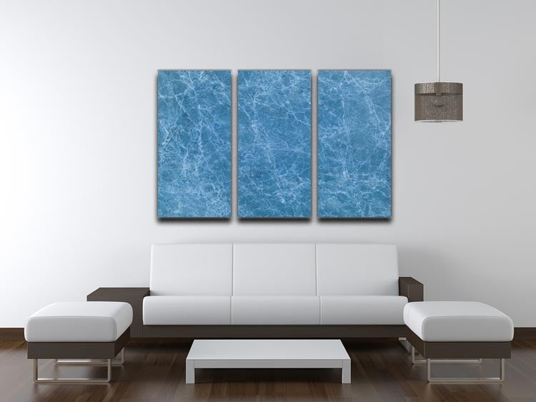 Dark Blue Marble 3 Split Panel Canvas Print - Canvas Art Rocks - 3