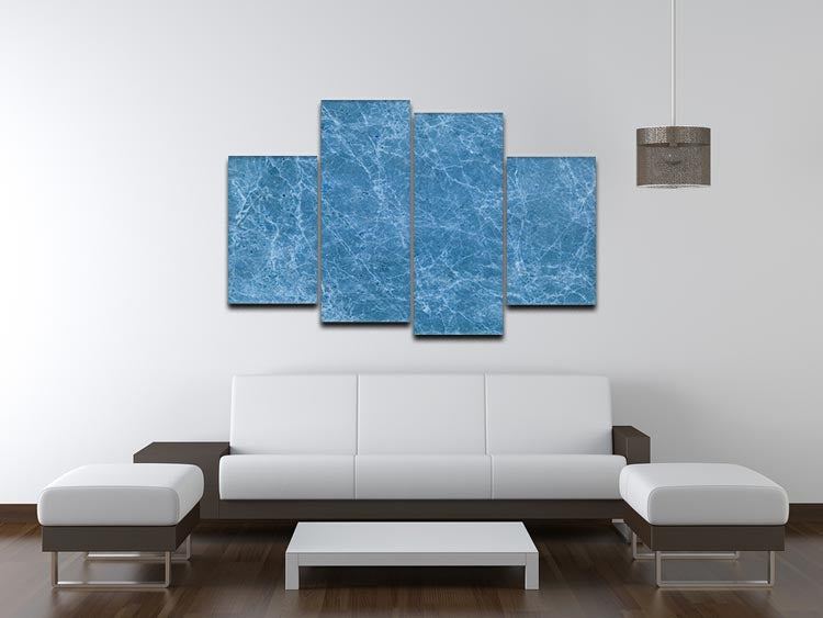 Dark Blue Marble 4 Split Panel Canvas - Canvas Art Rocks - 3